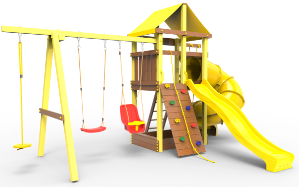 картинка Детская игровая площадка Пикник  "Элит" с винтовой трубой (желтый) от магазина Лазалка