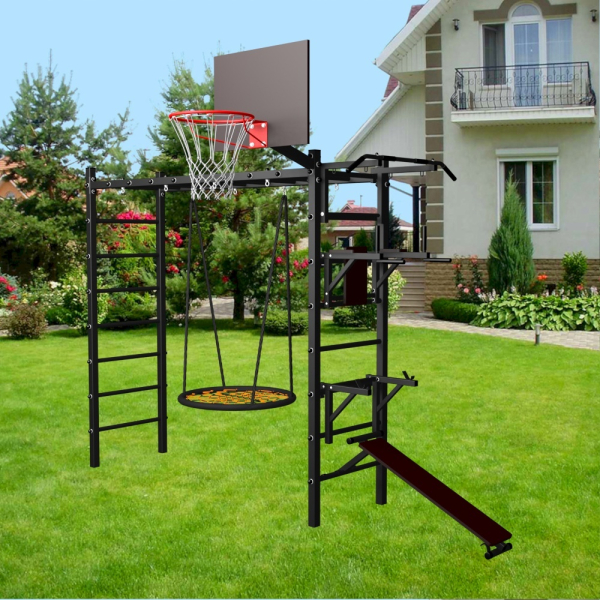 картинка Уличная шведская стенка Sv Sport рукоход У527.2 (Турник/Брусья/Стойка/Скамья/Гнездо 115см) от магазина Лазалка