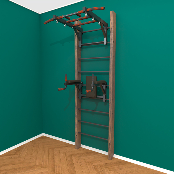 Брашированная шведская стенка "Кастерли" Классик ТБ (Черные ступени)