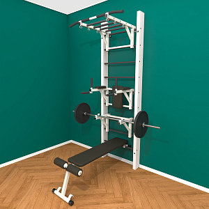 Брашированная шведская стенка "Кастерли" White РБСШ (Черные ступени)