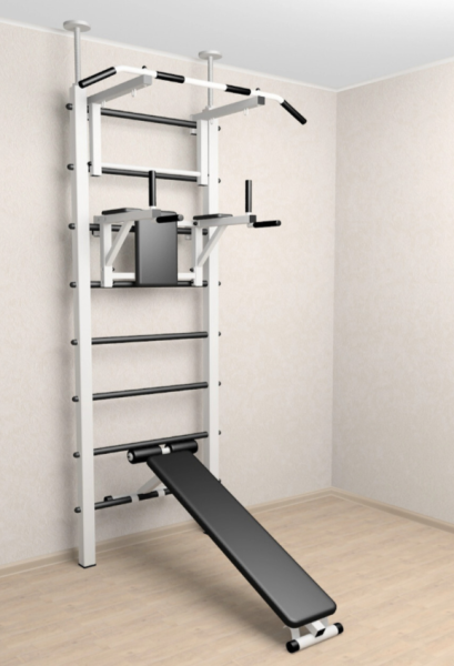 Шведская стенка Sv Sport враспор (Турник стандарт/Брусья/Скамья) В705 (275-295 см)