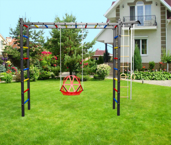 картинка Уличная шведская стенка Sv Sport рукоход У538 (Турник/Со спинкой/Канат/кольца/лестница) от магазина Лазалка