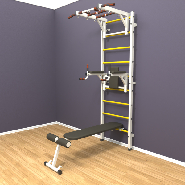 Шведская стенка «LittleSport» White Long 3.0 желтые ступени