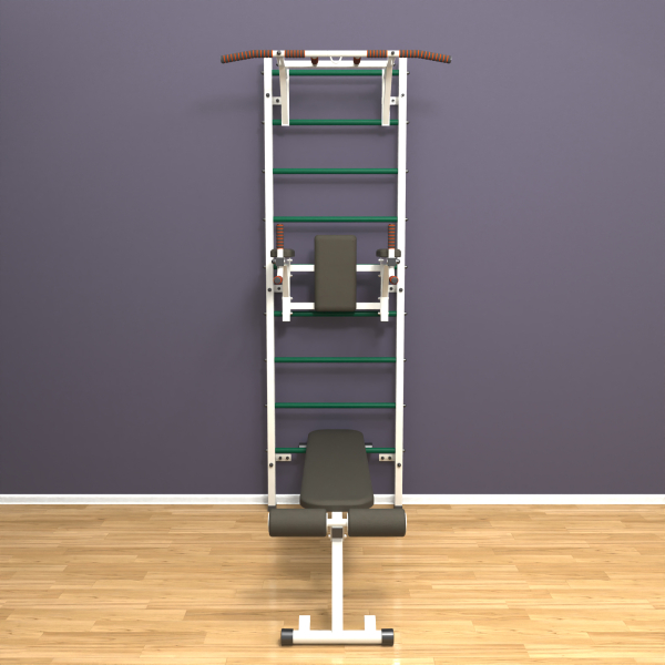 картинка Шведская стенка «LittleSport» White Pull-Up 3.0 зеленые ступени от магазина Лазалка