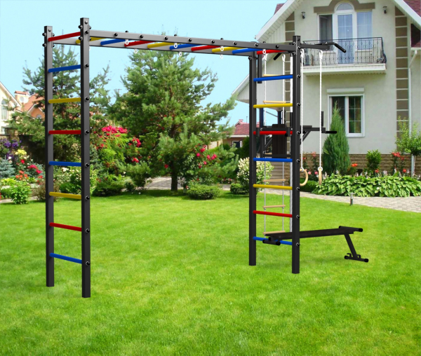 картинка Уличная шведская стенка Sv Sport рукоход У510 (Турник/Брусья/Скамья/Канат/кольца/лестница) от магазина Лазалка