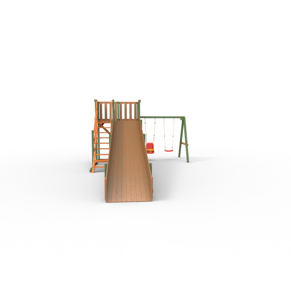 Детская площадка - деревянная горка Пикник "Зима №3" Вега с качельной балкой